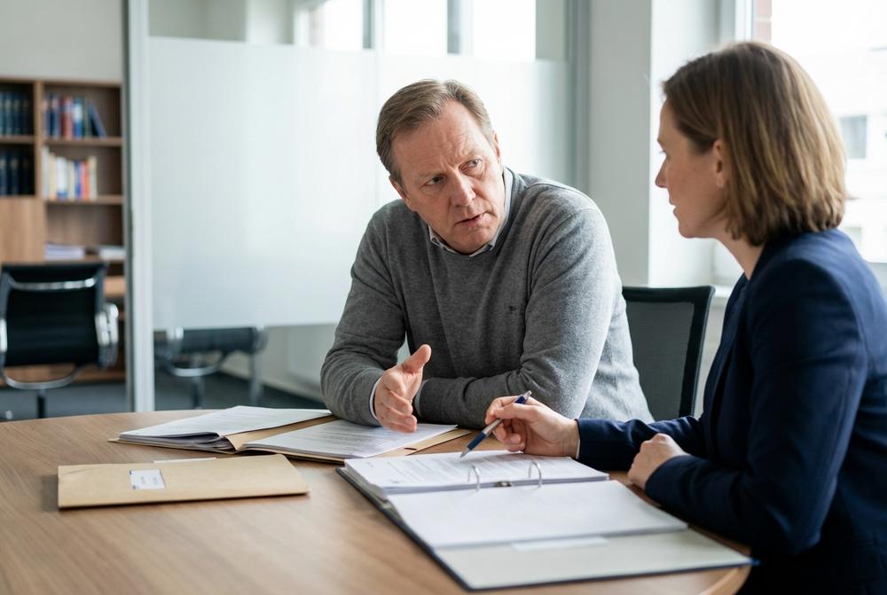 Kobieta podpisuje dokumenty przy komputerze, spór z bankiem pomoc w sprawach kredytów i odszkodowań