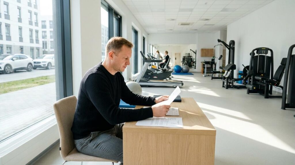 Kobieta z nogą w gipsie na rehabilitacji, odszkodowanie za rehabilitację po wypadku